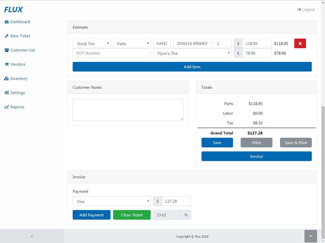 Flux Shop Manager Invoicing